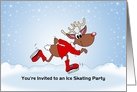 Ice Skating Party Invitation-Custosmizable Text-Reindeer in Red Outfit card