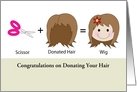 Congratulations on Donating Your Hair-Bald Girl with Wig and Flower Customizable text card
