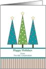 Business-Happy Holidays Three Christmas Trees-Customizable Text card