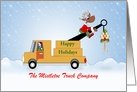 Christmas Card From Tow Truck Company, Reindeer Sitting-Customizable card