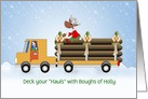 Trucking Christmas Card-Logistical-Reindeer-Customizable Text card