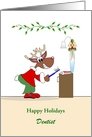 For Dentist Christmas Card-Reindeer Brushing Teeth-Customizable Text card