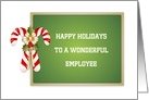 For Employee Christmas Card with Candy Canes, Holly-Customizable Text card