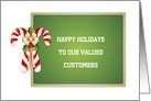For Customers Christmas Card with Candy Canes, Holly-Customizable Text card