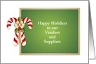 For Vendors Christmas Card with Candy Canes, Holly-Customizable Text card