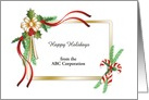 Business Christmas Greeting Card-Candy Canes-Holly-Customizable Text card