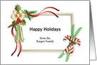Happy Holidays Greeting Card--Holly-Candy Canes-Customizable Text card