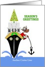 Christmas Cruise Ship Card-Reindeer, Anchor, Tree,-Customizable Text card