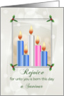 Christmas Advent Greeting Card-Candles-Rejoice-Saviour card