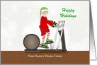 Christmas Fitness Card-Elf on Elliptical Machine-Customizable Text card