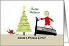 Fitness Christmas Card-Bird-Weights-Tree-Customizable Text card