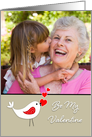 Be My Valentine Photo Card-White Bird-Red Hearts-Customizable Text card