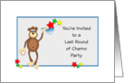 Last Round of Chemo Party Invitation-Baseball Themed-Monkey & Stars card