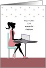 Retro Girl Employee Thank You Greeting Card-Appreciation-Laptop card