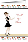 Wedding Singer Invitation Request-Retro Girl-Microphone card