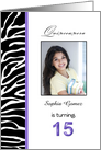 Quinceanera Photo Card Invitation-15th Birthday Party-Zebra-Custom card