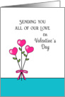 Valentine’s Day Greeting Card-Sending Our Love-Three Hearts on Stems card