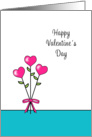 Happy Valentine’s Day Greeting Card-Three Hearts on Stems card
