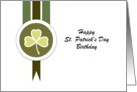 Happy St. Patrick’s Day Birthday Greeting Card Clover Leaf-Custom Text card