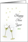 Happy New Year Customizable Text Martini Glass Olives card