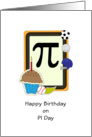 Pi Day Birthday Card with Cupcake-Soccer-Golf-Ball-Sports card