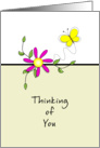 Thinking of You Greeting Card-Butterfly and Flower card