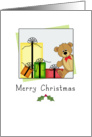 Merry Christmas Greeting Card with Bear and Presents card