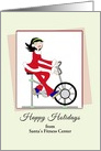 From Fitness Center Christmas Card-Girl-Exercise Bike-Custom Text card