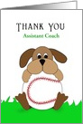 For Assistant Coach Baseball Thank You Greeting Card-Dog-Custom card