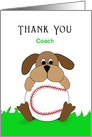 For Baseball Coach Thank You Greeting Card-Dog-Baseball-Custom Text card
