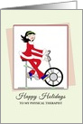 For Physical Therapist Christmas Card-Girl-Santa Outfit-Customizable card