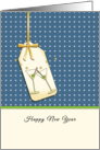 Happy New Year Greeting Card with Martini Glasses-Tag-Ribbon Look card