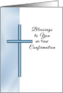 Confirmation Greeting Card with Blue Design for Boy and Cross card