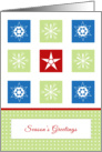 Christmas Greeting Card-Season’s Greetings-Snowflakes in Squares card