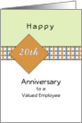 Employee 20th Anniversary Greeting Card-Geometric Design Blue-Orange card