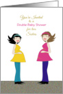 Double Baby Shower Invitation Greeting Card-Two-2-Sisters-Retro Girl card