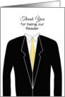 Male Thank You for Being Our Reader-Wedding-Gold Look Tie-Black Suit card