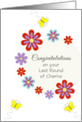 Last Round of Chemo Greeting Card-Yellow Butterflies and Flowers card