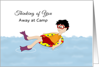 Thinking of You Away at Camp Greeting Card-Boy Swimming-Inner Tube card