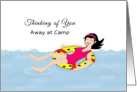 Thinking of You Away at Camp Greeting Card-Girl-Swimming-Inner Tube card