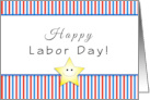 Labor Day Greeting Card with Smile Face Star-Red Stripes card