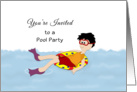 Pool Party Invitation Greeting Card-Boy Floating on an Inner Tube card