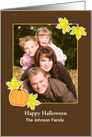 Halloween Photo Card-Customizable Text-Leaves-Pumpkin card