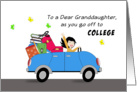 Granddaughter Off to College Greeting Card-Car-Retro Girl-Luggage- card