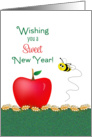 Rosh Hashanah L’shanah Tovah Jewish New Year Card-Apple-Wheat-Bee card