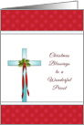 Religious Christmas Card for Priest Greeting Card with Cross card