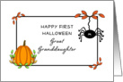 First Halloween Card For Great Granddaughter-Spider-Pumpkin card