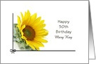 50th Birthday Card with Sunflower-Customizable Text card