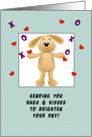 Encouragement Greeting Card for Cancer Patient-Rabbit-Hearts-Kisses card