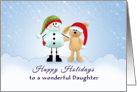 For Daughter Christmas Card-Snowman-Bunny Rabbit-Santa Hat card